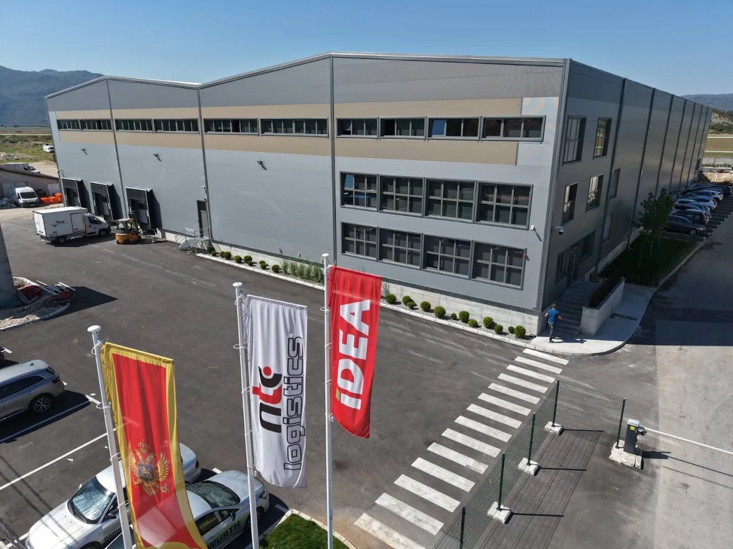 Entrance facade of the new logistics warehouse
