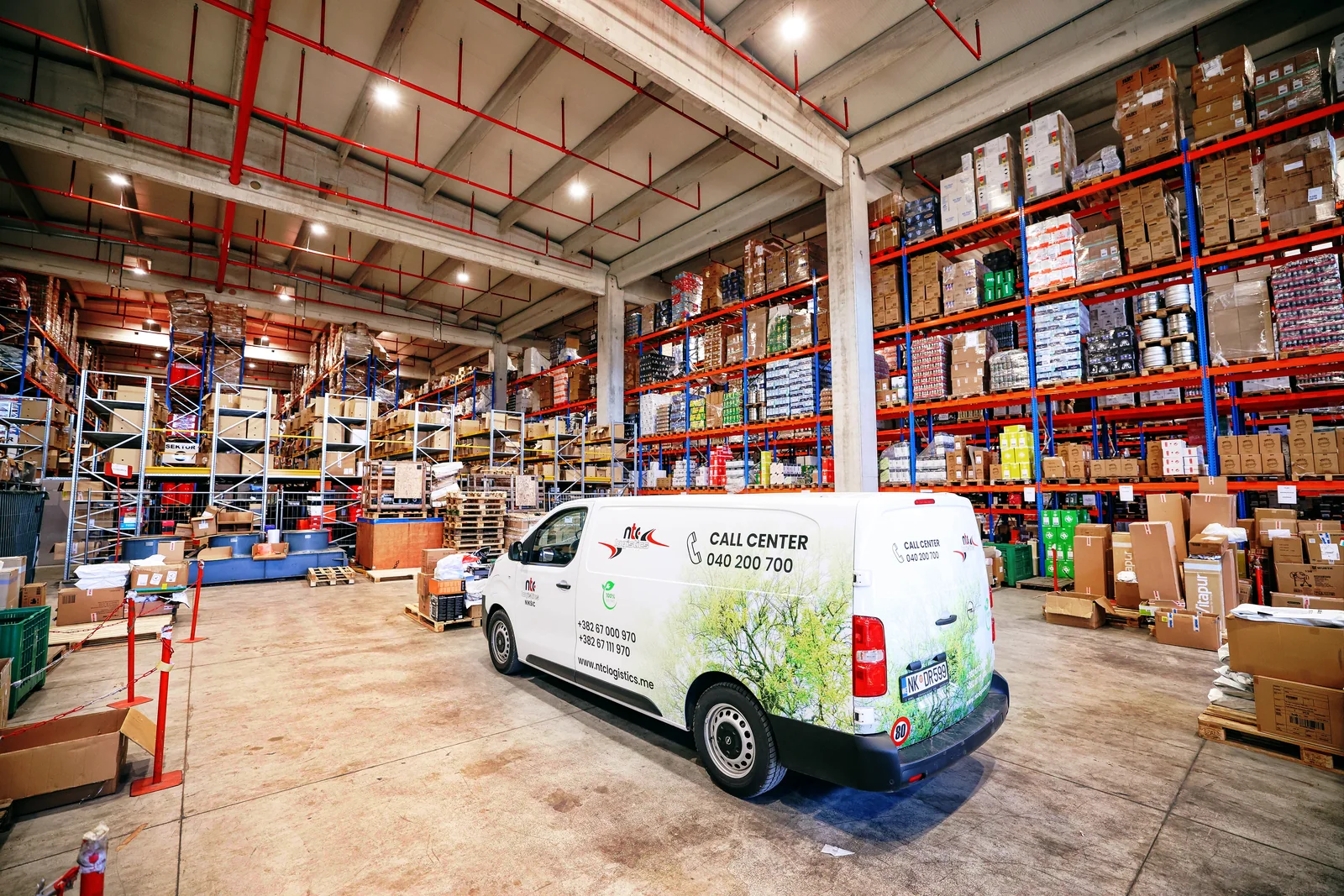NTC delivery van inside the warehouse