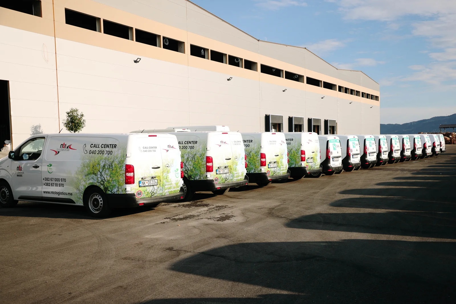 Delivery vehicles parked outside the NTC logistics centre